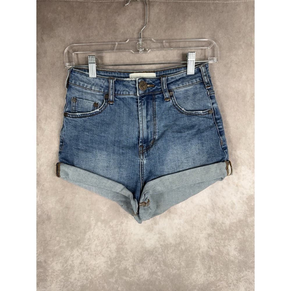 One Teaspoon High Waist Bandits Denim Shorts In Blue Wash Size 24